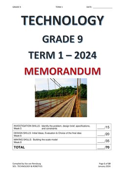 GRADE 9  
TERM 1 
DATE:  _________________ 
Compiled by Ilze van Rensburg 
 
Page 1 of 19 
SES:  TECHNOLOGY & ROBOTICS