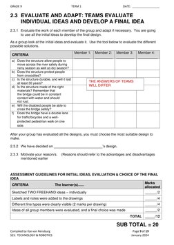 GRADE 9  
TERM 1 
DATE:  _________________ 
Compiled by Ilze van Rensburg 
 
Page 9 of 19 
SES:  TECHNOLOGY & ROBOTICS