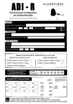 ALGORITMOS
11·1 
Entrevista para el Diagnóstico 
de Autismo-Revisada 
ANN LE COUTEUR, CATHERINE LORD, MICHAEL RUTIER 
MARQUE