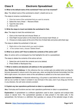 Class 9 Electronic Spreadsheet Guide | PDF | Spreadsheet | Worksheet