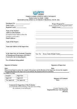 IGNOU MCOP-001 Project Proposal Form | PDF | Business | Art