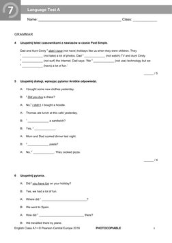 A1+ Unit 7 Language Test | PDF