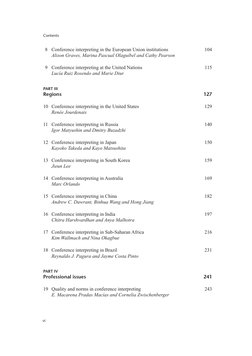 Contents
vi
8 Conference interpreting in the European Union institutions 
104
Alison Graves, Marina Pascual Olaguíbel and Cat