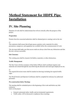 HDPE Pipe Installation Method Statement | PDF