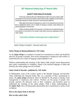 National Safety Day Pledge 2023 | PDF | Occupational Safety And Health ...