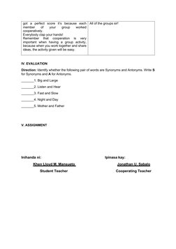 Grade 2 Lesson Plan: Synonyms & Antonyms | PDF | Differentiated ...