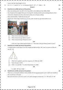 Section E
vertex to the side whose length is 12 cm.
35. 
If a + b + c = 5 and ab + bc + ca = 10, then prove that 
[5]
+
+
−3a