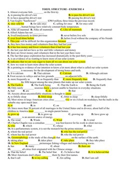 TOEFL Structure Practice Exercises | PDF | Solar System | Thunder