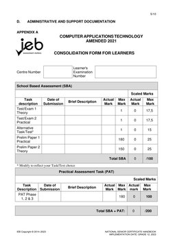 5/10 
 
IEB Copyright © 2014–2023 
NATIONAL SENIOR CERTIFICATE HANDBOOK 
 
IMPLEMENTATION DATE: GRADE 12, 2023 
D.  
ADMINI