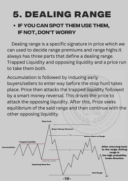-10-
5. DEALING RANGE
If you can spot them use them,
if not, Don't worry
    Dealing range is a specific signature in price w