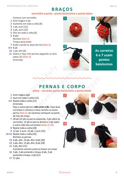 3
G A R U
beta 1.1
Crochelandia
PE R N A S  E  COR PO
preto - corrente, ponto baixíssimo e ponto baixo
Anel mágico 6pb
Aum em