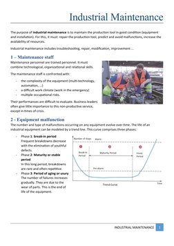 Industrial Maintenance
The purpose of industrial maintenance is to maintain the production tool in good condition (equipment