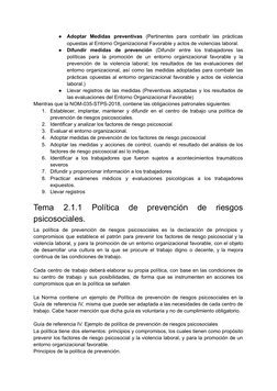 ●
Adoptar Medidas preventivas (Pertinentes para combatir las prácticas
opuestas al Entorno Organizacional Favorable y actos d
