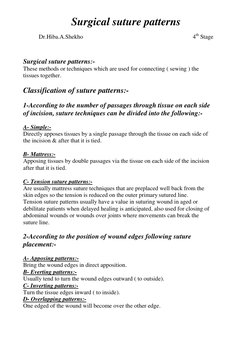 Sc Pattern Suture Overview of Surgical Suture Patterns | PDF | Surgical Suture | Wound
