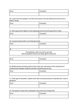 Error Correction Exercises for Students | PDF