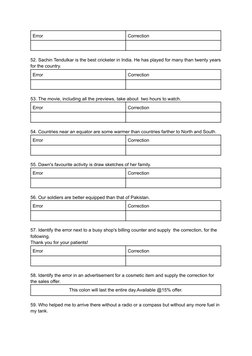 Error Correction Exercises for Students | PDF