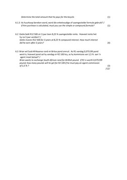 Determine the total amount that he pays for the bicycle.  
(1)
6.1.3  As huurkoop bereken word, word die enkelvoud