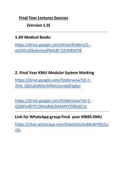 Final Year MBBS Video Lectures Links (Version - 1) | PDF | Medical ...