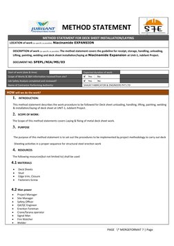 Deck Sheet Installation Method Statement | PDF | Welding | Construction