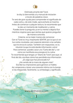 Estimada amante del Tarot,
te doy la bienvenida a tu manual de iniciación
 a través de palabras clave.
Te será de gran ayuda