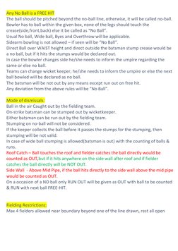 Turf Cricket Tournament Rules | PDF | Bowling (Cricket) | Ball And Bat ...