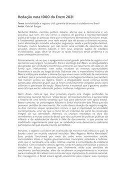 Redação nota 1000 do Enem 2021
Tema: Invisibilidade e registro civil: garantia de acesso à cidadania no Brasil
Autor: Gabriel