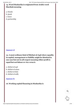 Islamic Banking MCQs and Answers 2024 | PDF | Islamic Banking And ...