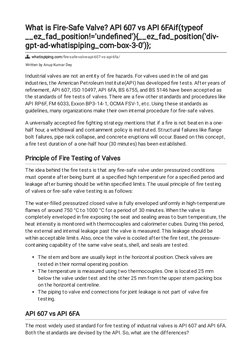 API 607 vs API 6FA Fire Safety Standards | PDF | Valve | Applied And ...