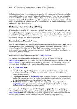 Title: The Challenges of Crafting a Thesis Proposal in Civil Engineering
Embarking on the journey of writing a thesis proposa