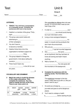 Focus 4 Unit 6 Test for Group A | PDF