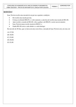 CONCURSO DE ADMISSÃO AO 6º ANO DO ENSINO FUNDAMENTAL 
CMBH 2023/2024 – PROVA DE MATEMÁTICA E LÍNGUA PORTUGUESA 
PÁGINA 5 
CON