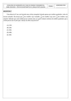 CONCURSO DE ADMISSÃO AO 6º ANO DO ENSINO FUNDAMENTAL 
CMBH 2023/2024 – PROVA DE MATEMÁTICA E LÍNGUA PORTUGUESA 
PÁGINA 7 
CON