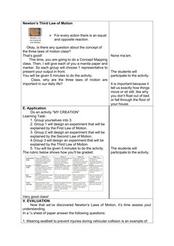 Newton's Laws of Motion Lesson Plan | PDF | Newton's Laws Of Motion | Force