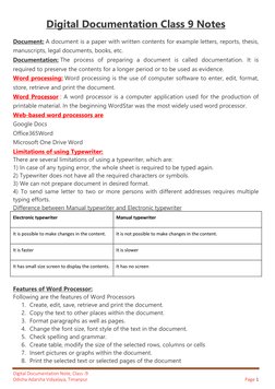 Class 9 Digital Documentation Notes | PDF | Computers