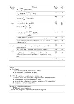 Edexcel A Level Maths Mock Paper 2 Mark Scheme | PDF | Statistics | Science