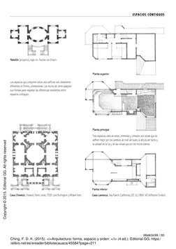 Copyright © 2015. Editorial GG. All rights reserved
Ching, F. D. K. (2015). <i>Arquitectura: forma, espacio y orden: </i> (4