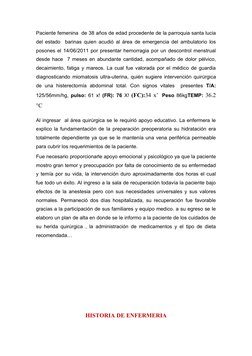 Paciente femenina  de 38 años de edad procedente de la parroquia santa lucia 
del estado  barinas quien acudió al área de eme