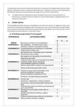 • Desarrollar acciones de Orientación Educativa mediante el fortalecimiento de la tutoría 
grupal e individual como un esp