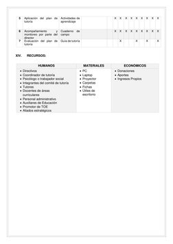 5 
Aplicación del plan de 
tutoría 
Actividades de 
aprendizaje 
 
 
X 
X 
X 
X 
X 
X 
X 
X 
X 
6 
Acompañamiento 
y 
mo
