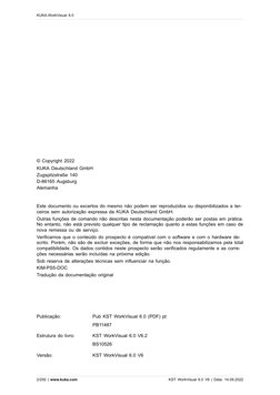 KUKA.WorkVisual 6.0
2/292 | www.kuka.com
KST WorkVisual 6.0 V6 | Data: 14.09.2022
© Copyright 2022
KUKA Deutschland GmbH
Zugs