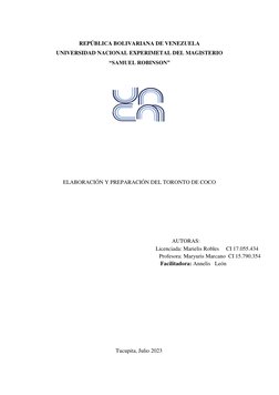 REPÚBLICA BOLIVARIANA DE VENEZUELA 
UNIVERSIDAD NACIONAL EXPERIMETAL DEL MAGISTERIO 
“SAMUEL ROBINSON” 
 
 
 
 
 
 
 
 
ELABO