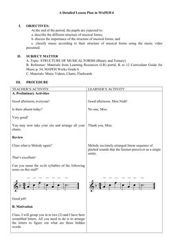 MAPEH 6: Musical Forms Lesson Plan | PDF | Musical Forms | Human ...