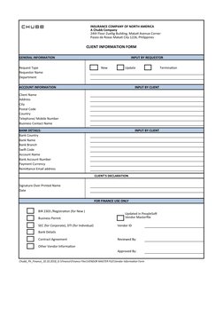 INSURANCE COMPANY OF NORTH AMERICA
A Chubb Company
24th Floor Zuellig Building, Makati Avenue Corner
Paseo de Roxas Makati Ci