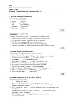 Final Exam: Grammar and Vocabulary Test | PDF | Charles Lindbergh