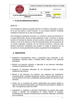 Plan de Emergencia Médica MEDEVAC | PDF | Hospital | Primeros auxilios