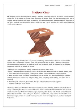 Project: Medieval Chair.doc                Page 1 of 22
Medieval Chair
On this page you are offered a plan for making a chair