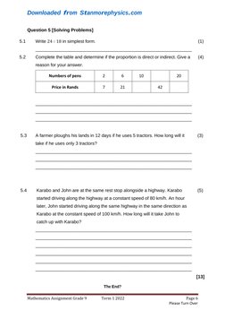 Grade 9 Maths Term 1 Assignment | PDF | Mathematics | Arithmetic