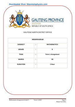 Grade 9 Maths Term 1 Assignment | PDF | Mathematics | Arithmetic