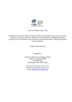 ii 
©Universiti Malaysia Perlis, 2020 
All rights reserved. No part of this book may be reproduced or transmitted in any form