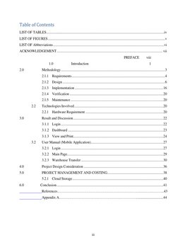 iii 
 
Table of Contents 
LIST OF TABLES ....................................................................................